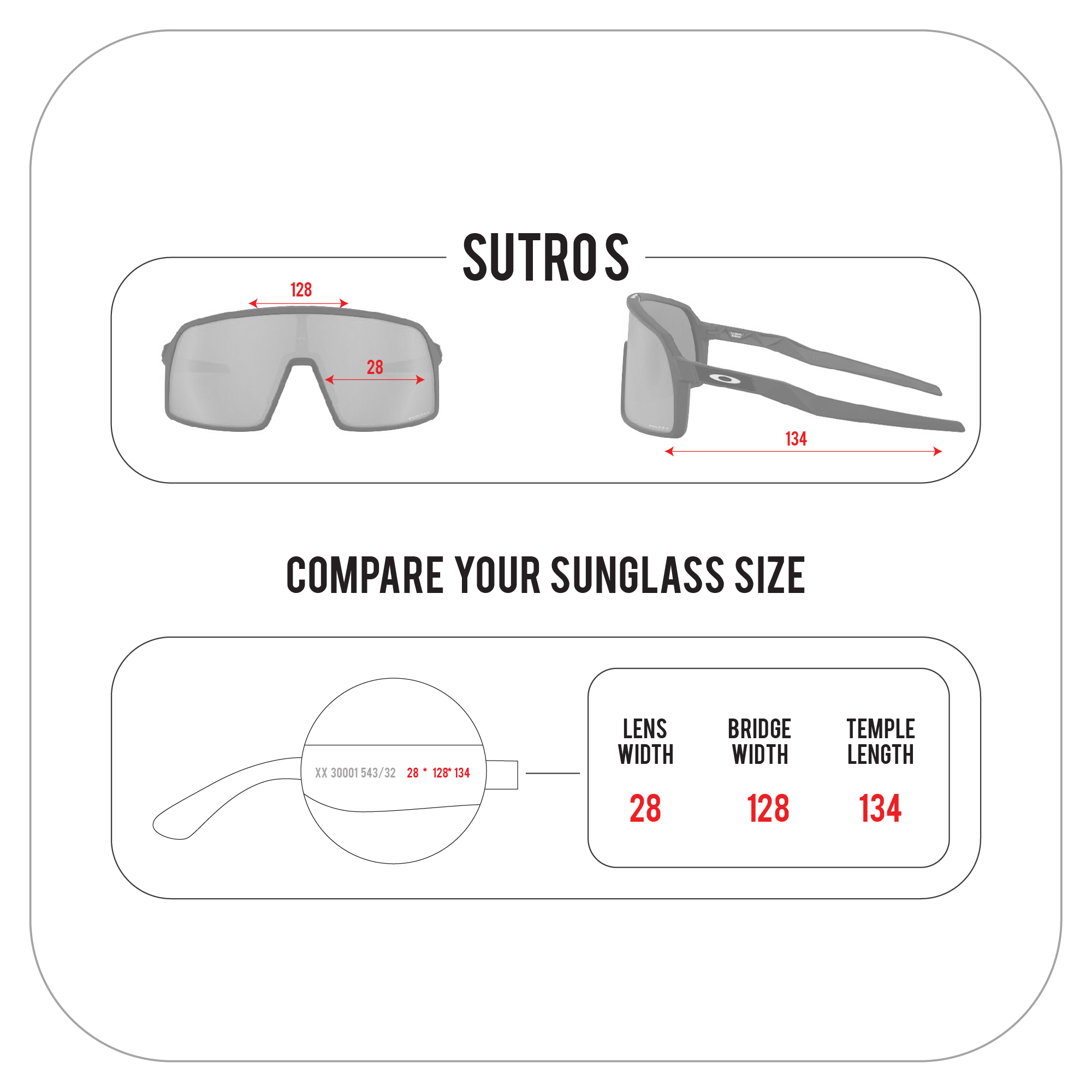 Sunglass Size Chart