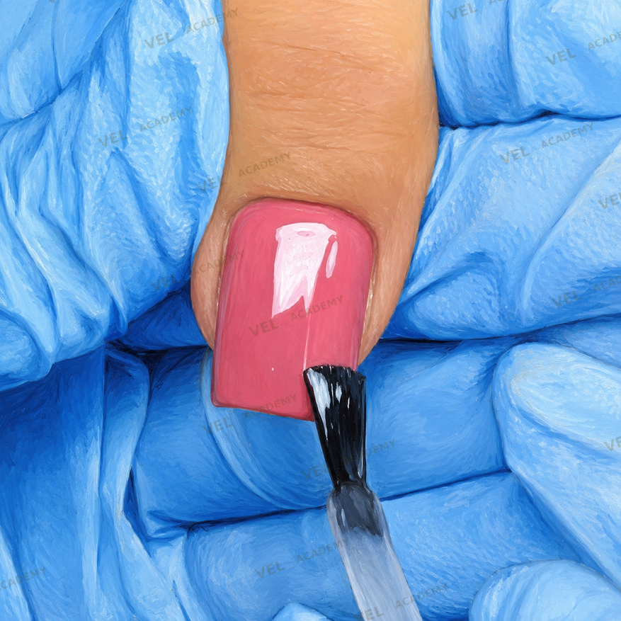 Top coat application hand flip technique nails facing downward 5 second wait