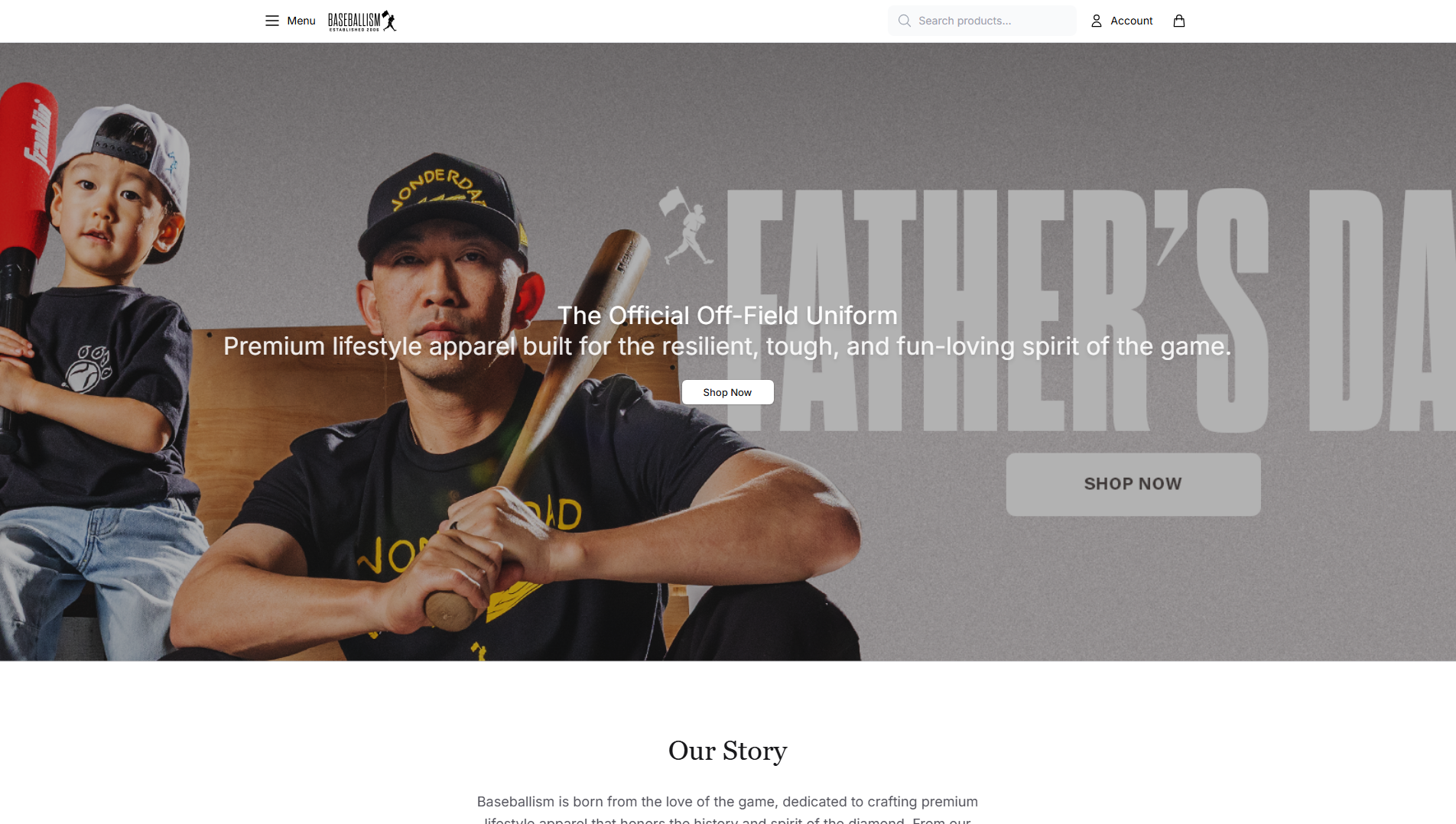 Stored capture of baseballismstyle.shop