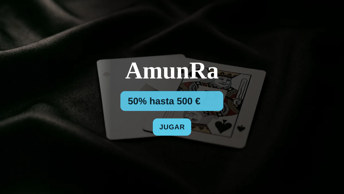AmunRa casino — bono de bienvenida 50% hasta 500 € + 50 FS, pagos: Visa, Mastercard, Skrill, Neteller, Paysafecard