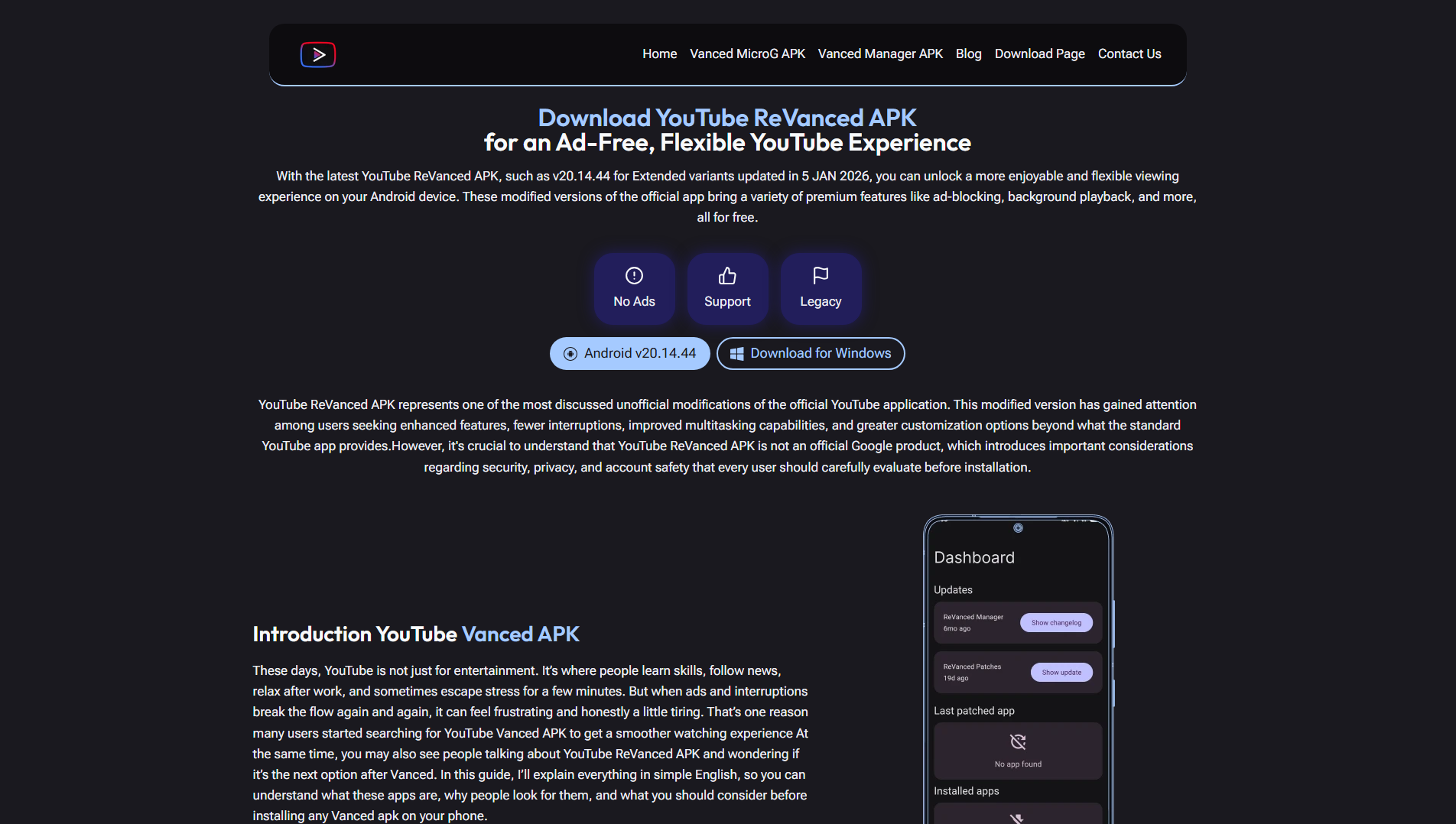 Screenshot of vancedapk.com