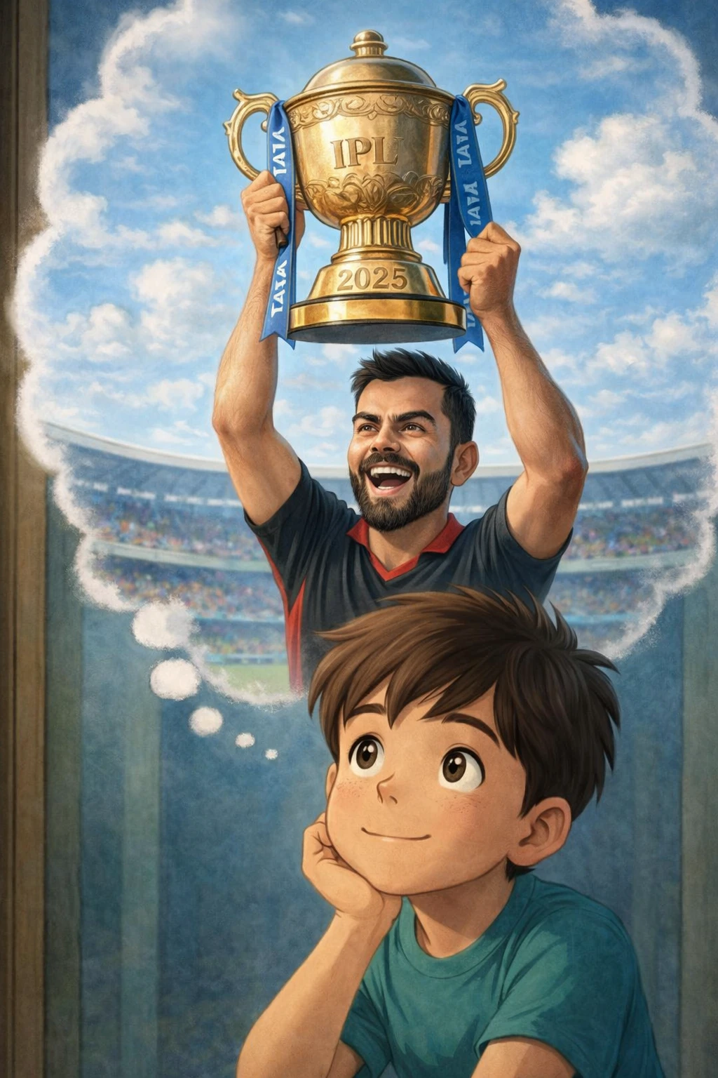 Virat Kohli HD Wallpaper with IPL Trophy 2025