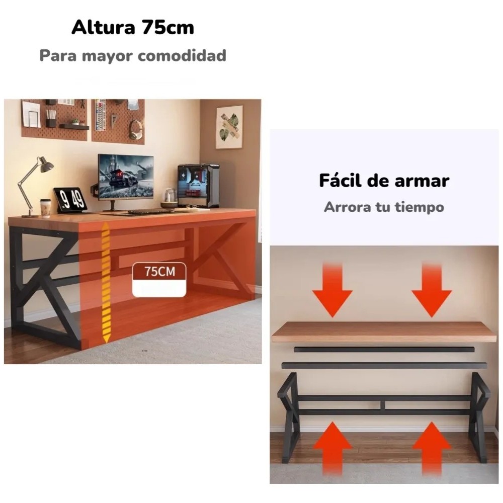 Escritorio De Madera Diseño K Snow 140cm Lubabycas