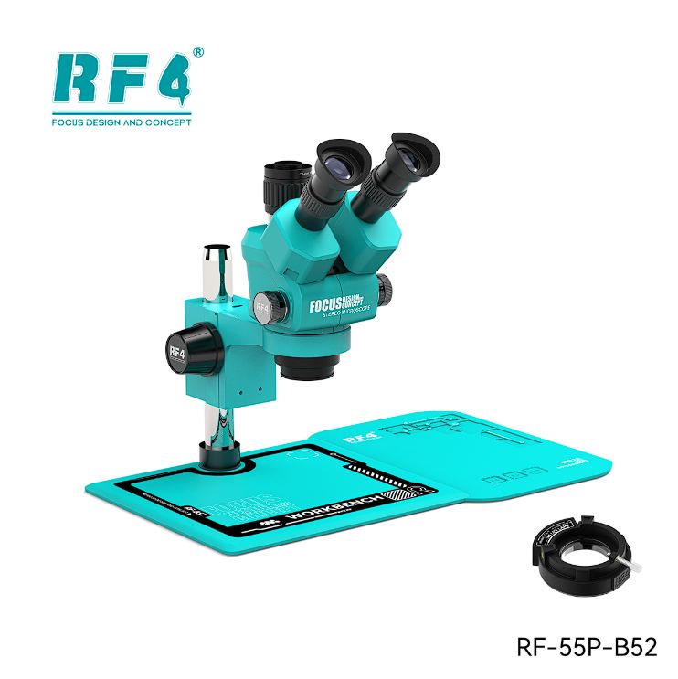 RF4 RF-B52 Stereo Microscope with 6.5X–55X Zoom and Metal Work Base