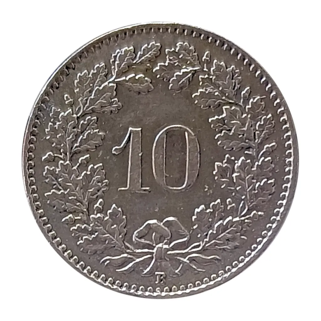 Moeda da Suíça (República Helvética) 10 Rappen 1958 MBC+ Cuproníquel. - Foto 2
