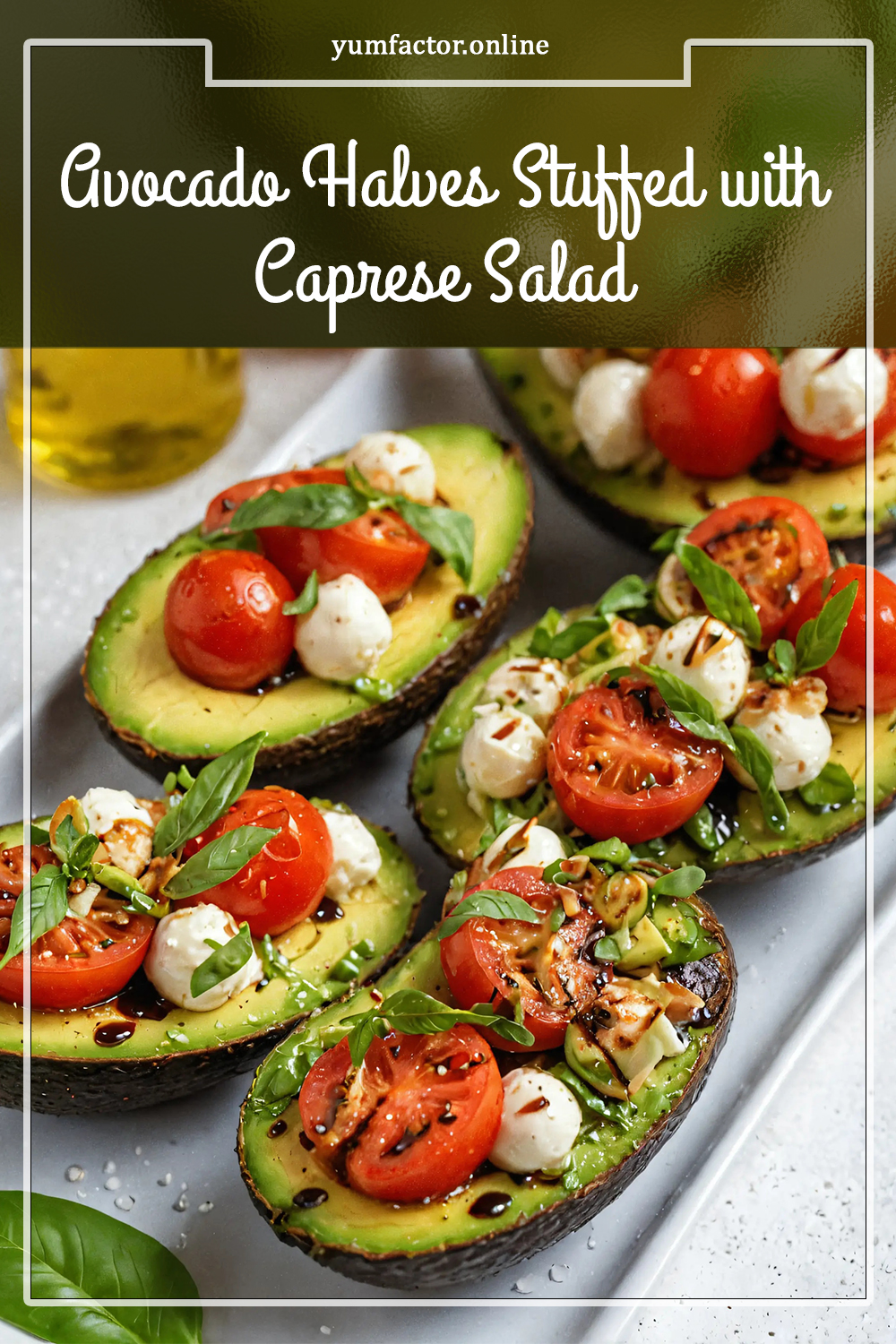 Avocado Halves Stuffed with Caprese Salad
