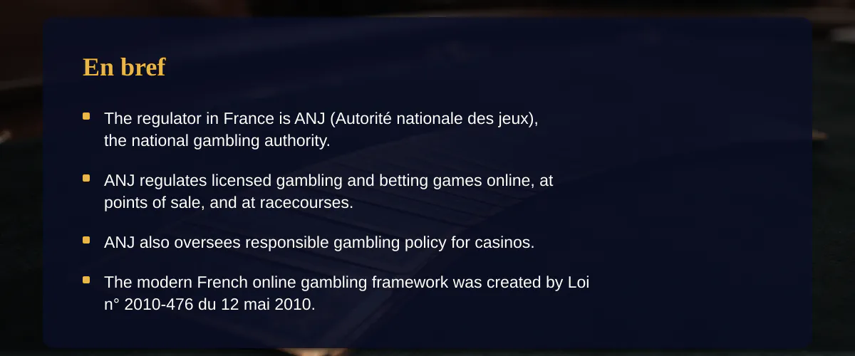 Offre de casino en ligne et cadre français — En bref