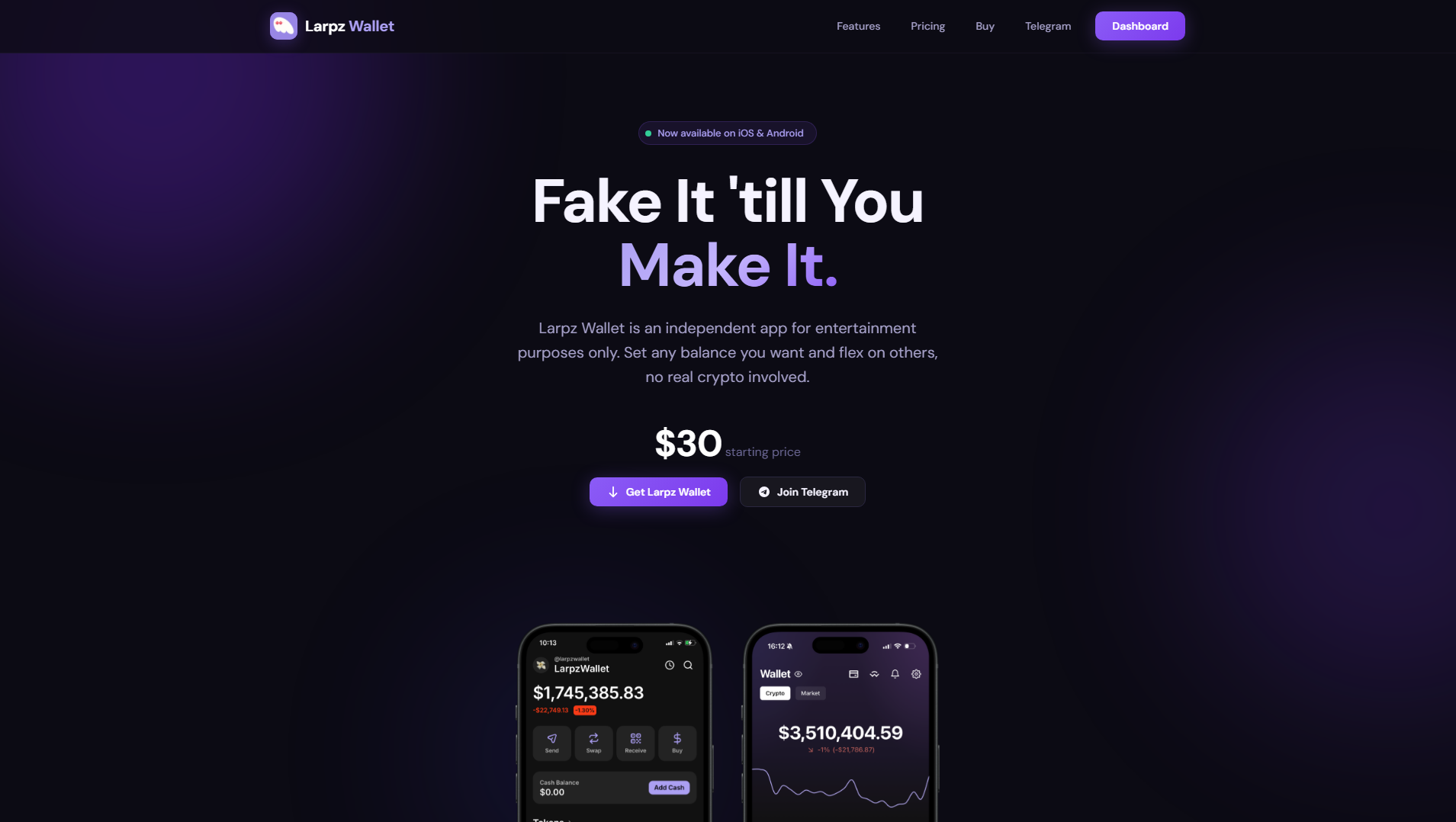 Stored capture of larpzwallet.com