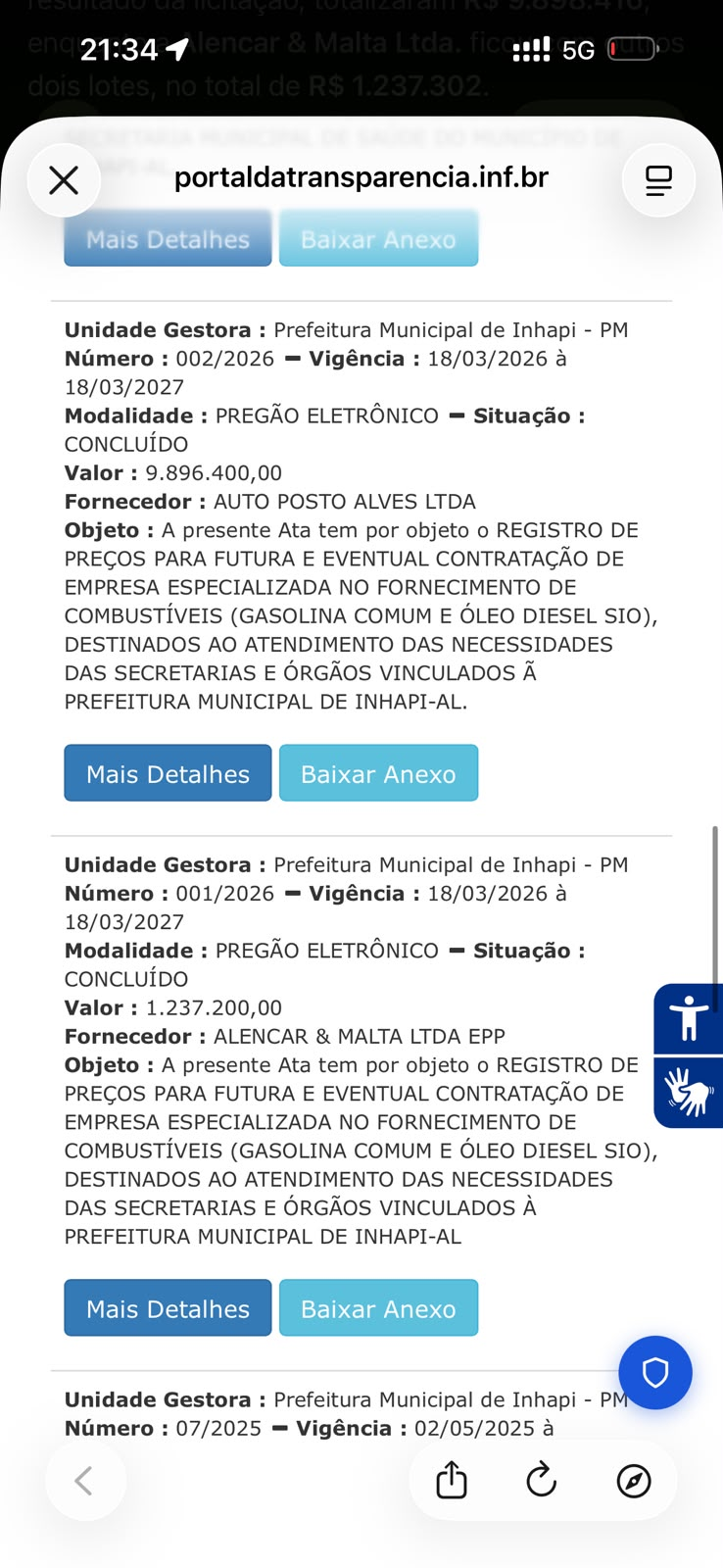 Resultado da licitação de combustíveis