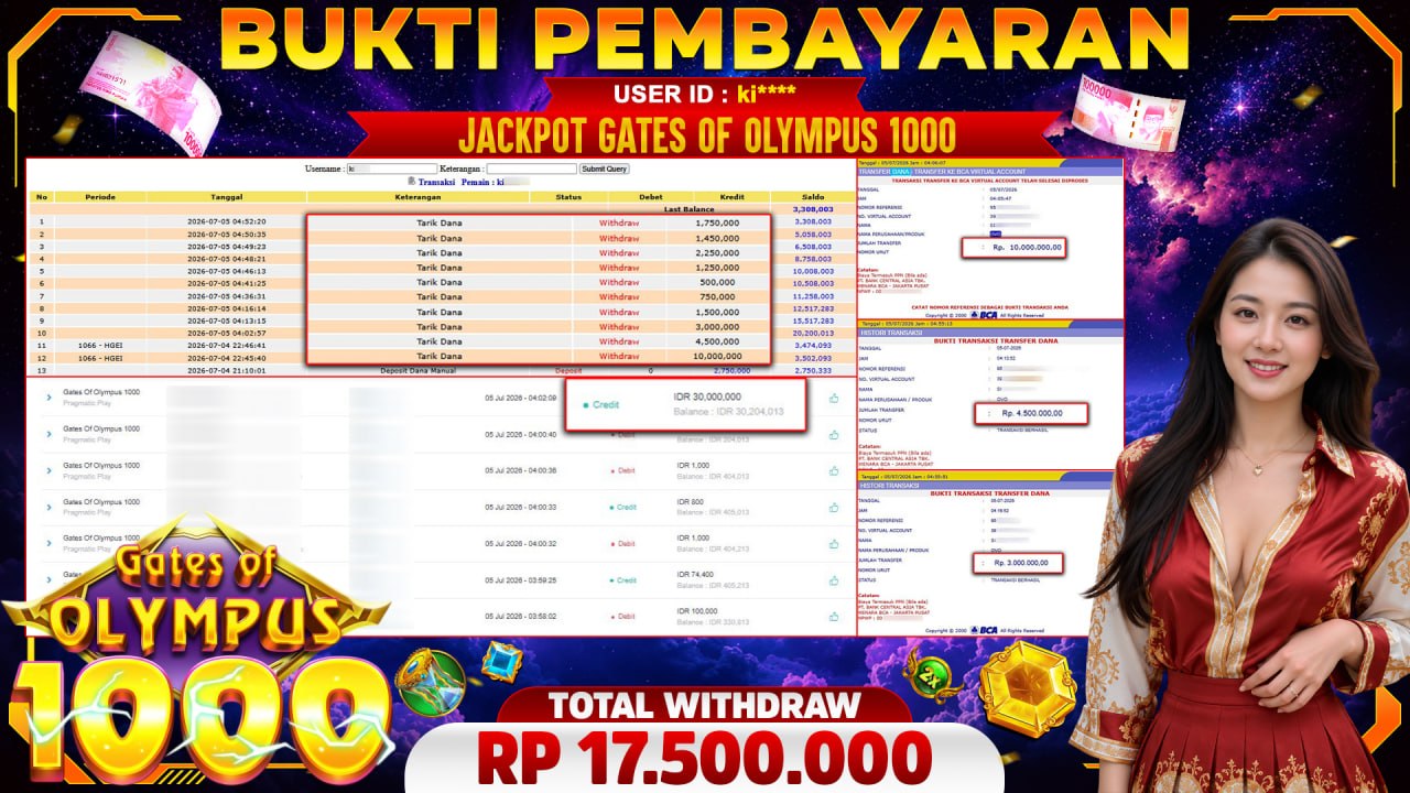 🏆 SELAMAT KEPADA PEMENANG JACKPOT DI Gates Of Olympus 1000 - Pragmatic Play 17,500,000🏆
