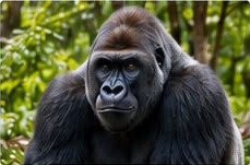 Gorilla in een groene omgeving
