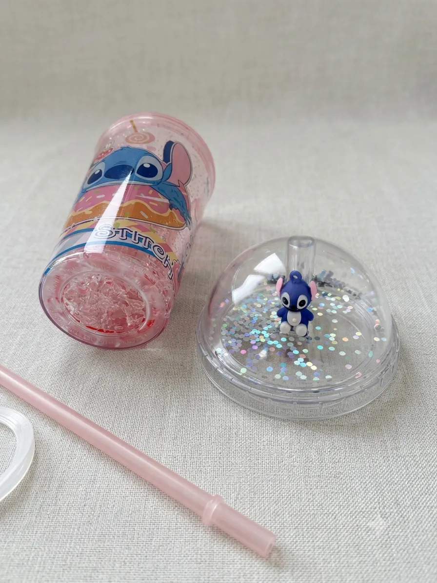 Detalles del vaso acr&iacute;lico Stitch con gel refrigerante