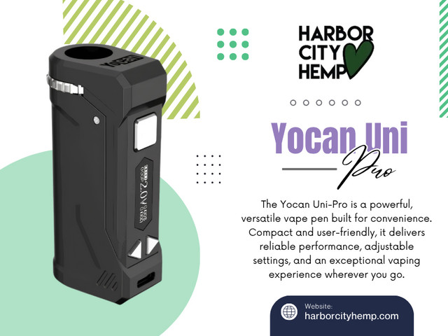 The Yocan Uni Pro has become one of the most popular choices for vape enthusiasts who want a reliable, customizable, and easy-to-use cartridge battery. Whether you're new to vaping or looking to upgrade your current device, offers premium features at an affordable price.

Click here for more information: https://harborcityhemp.com/product/yocan-uni-pro/

Harbor City Hemp

Address: 186 Specialty Pt, Sanford, FL 32771, USA
Phone: +1-619-639-4386

Read Our Blogs:
https://tinyurl.com/2y549vc5
https://v.gd/jcaq8Z
https://is.gd/VyWX7J

More Links:
https://tinyurl.com/25cfhy98
https://v.gd/m7N3SJ
https://is.gd/qBAlBT