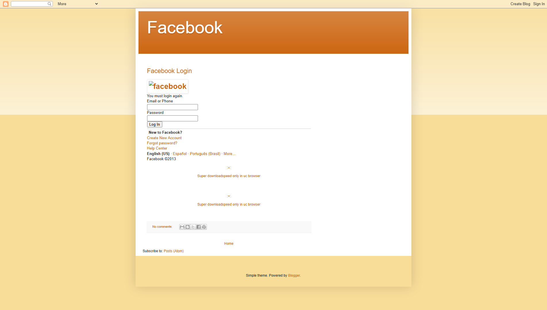 Forensic screenshot of facebookuserlogin.blogspot.com showing the phishing page layout