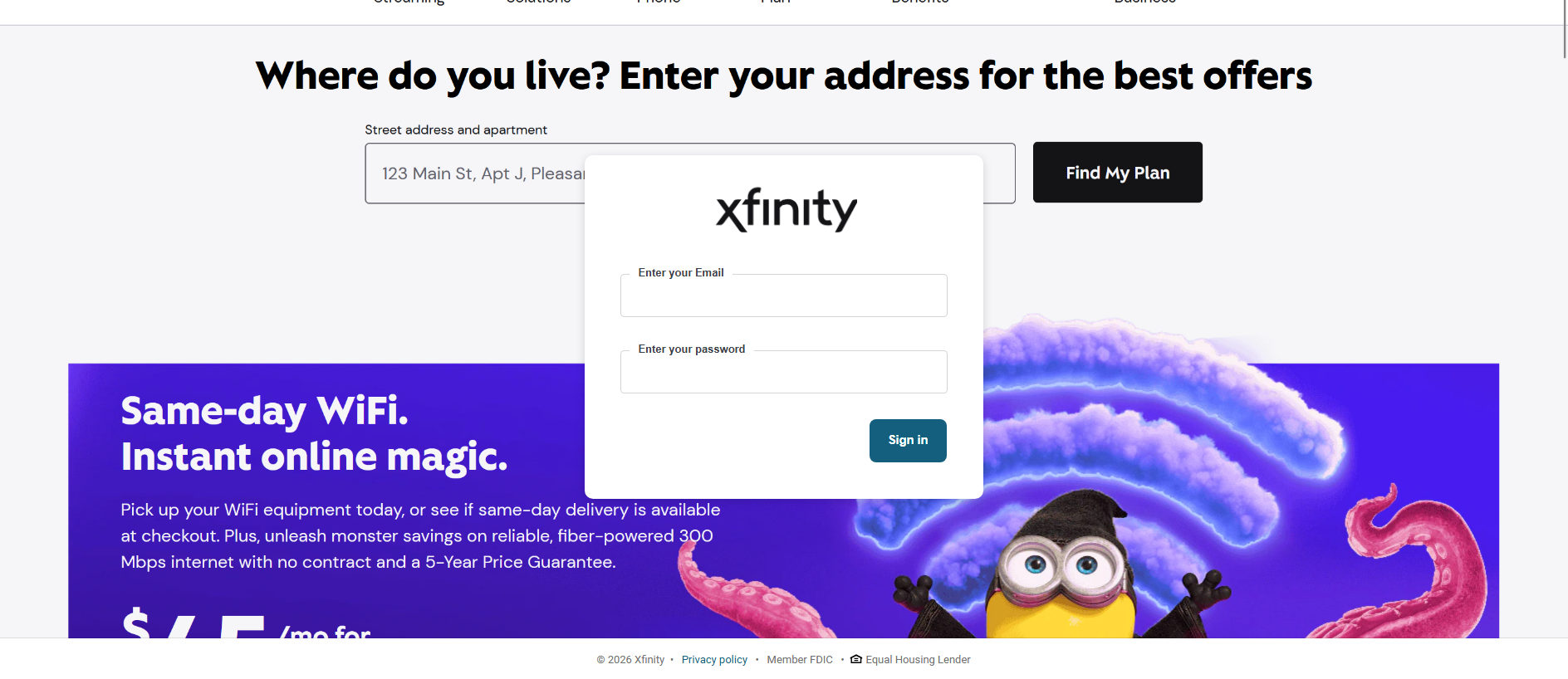 Forensic screenshot of [REDACTED] showing the phishing page layout