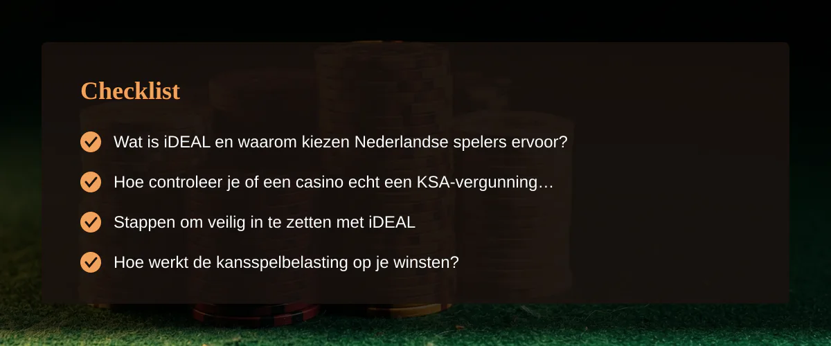 Veilig betalen met iDEAL bij een online casino in Nederland — Checklist