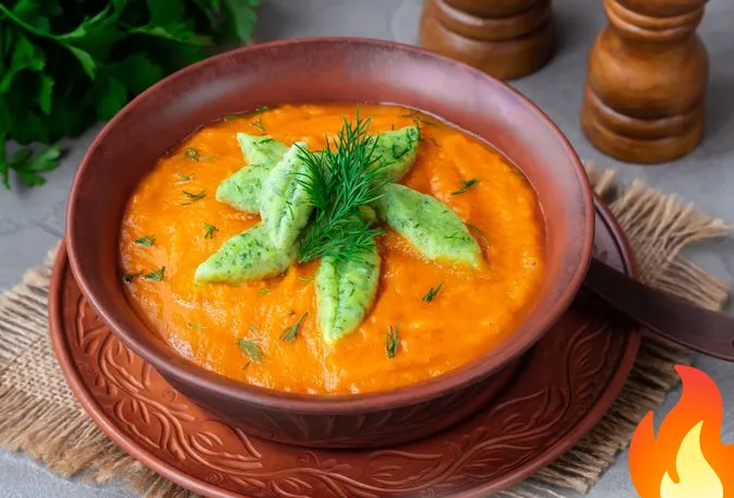 Фото Тыквенный суп-пюре с творожными клёцками