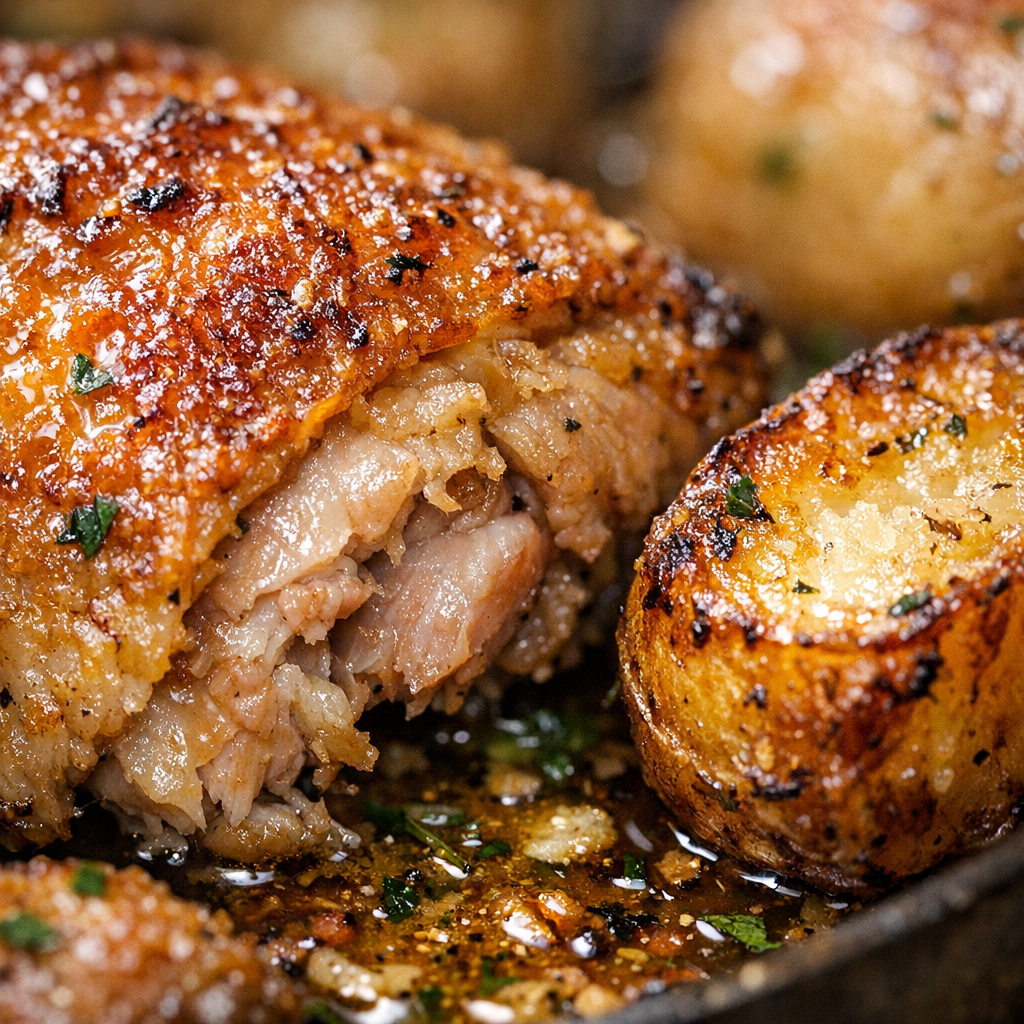 One Pan Chicken and Potatoes Dinner Recipe cooking process