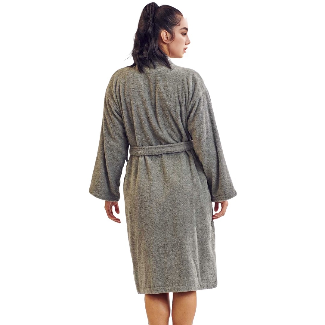 Women's 100% Cotton Terry SPA Bathrobe Gray S/M view 4