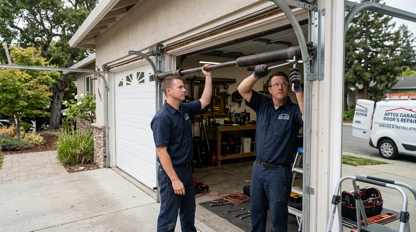 Repaired garage door in Aptos California home