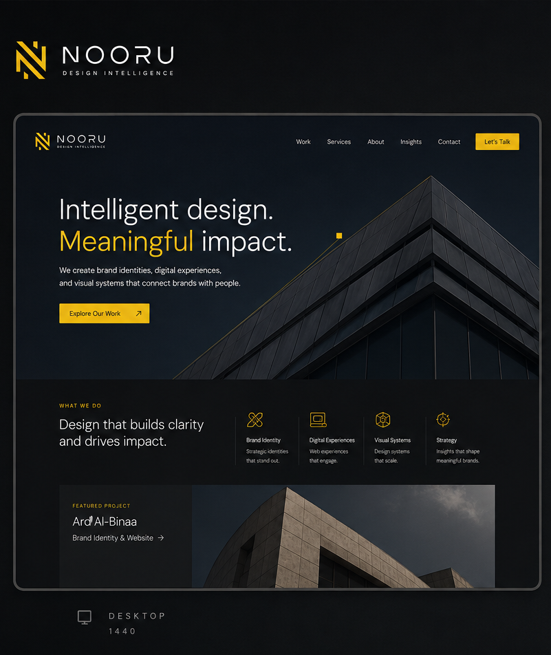 Website design at desktop width