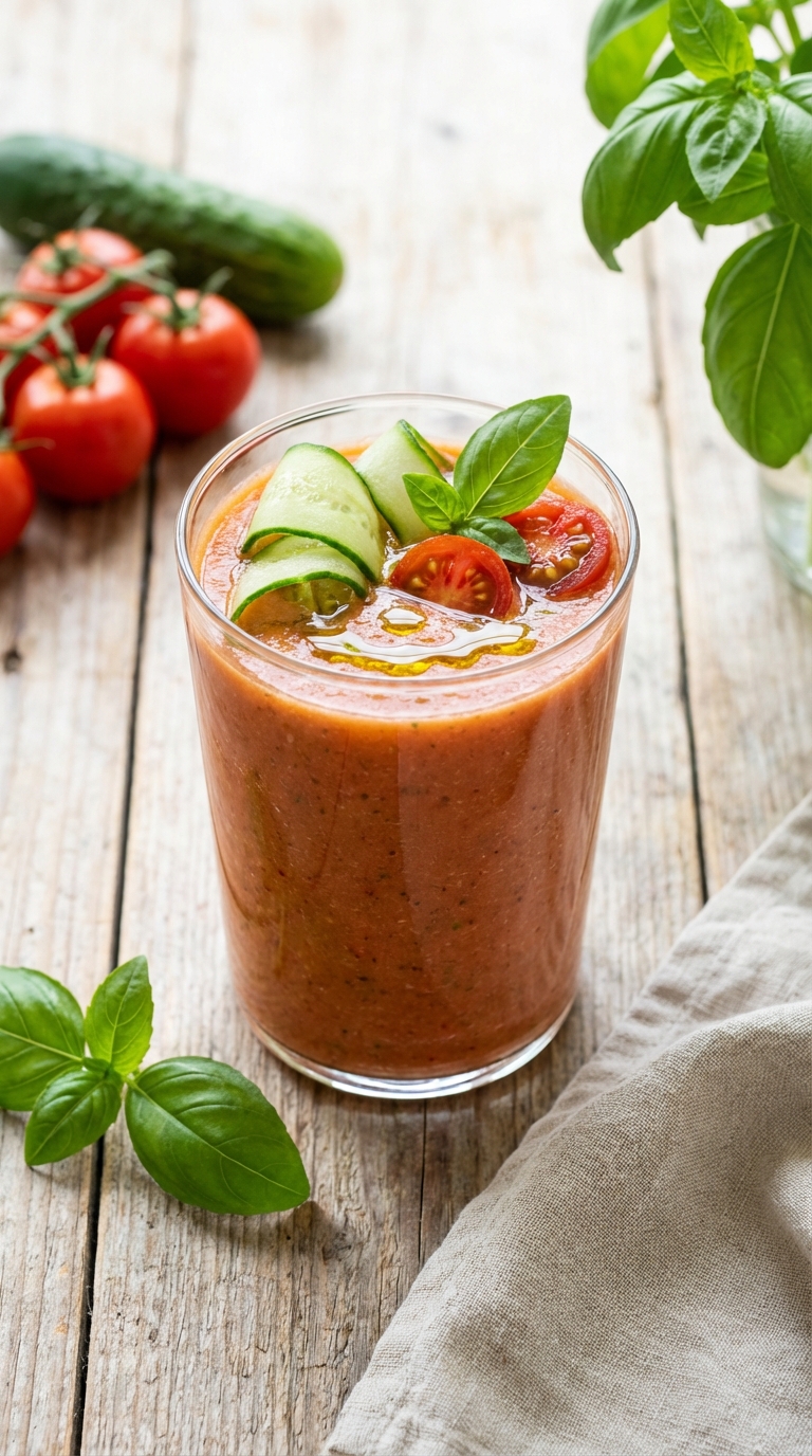 Savory Tomato Gazpacho Smoothie — A Refreshing Low Carb Meal