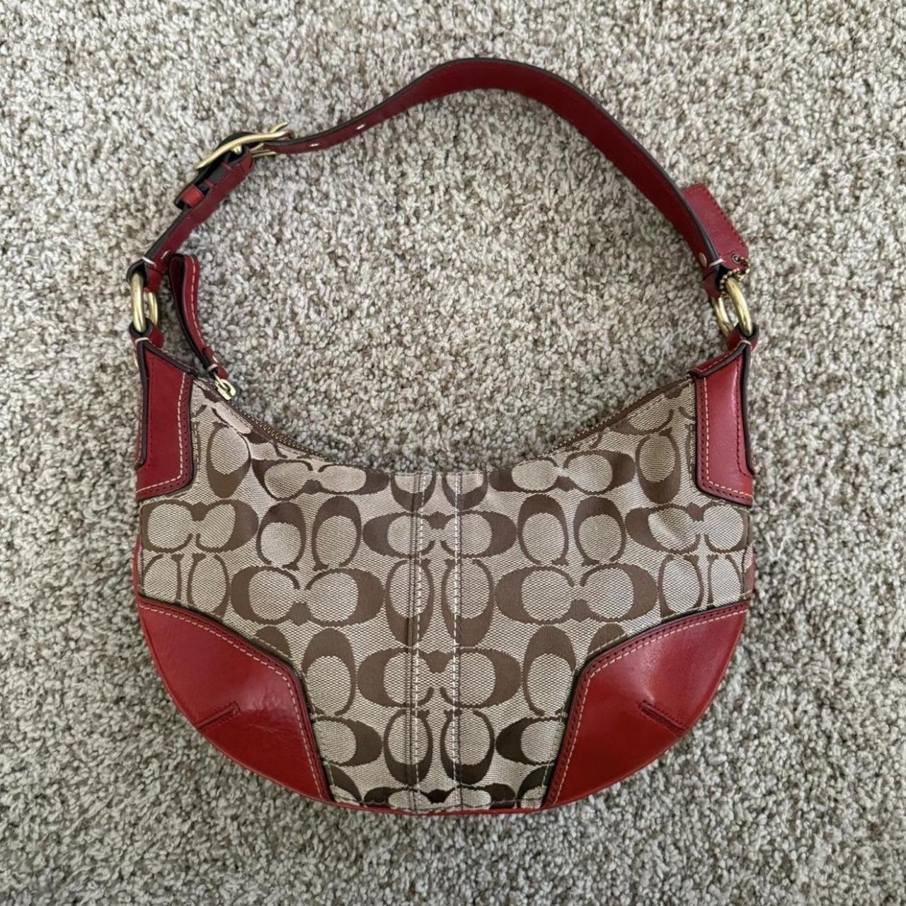 2006 Vintage Coach 11371 Canvas Hamptons Red Hobo Shoulder Bag