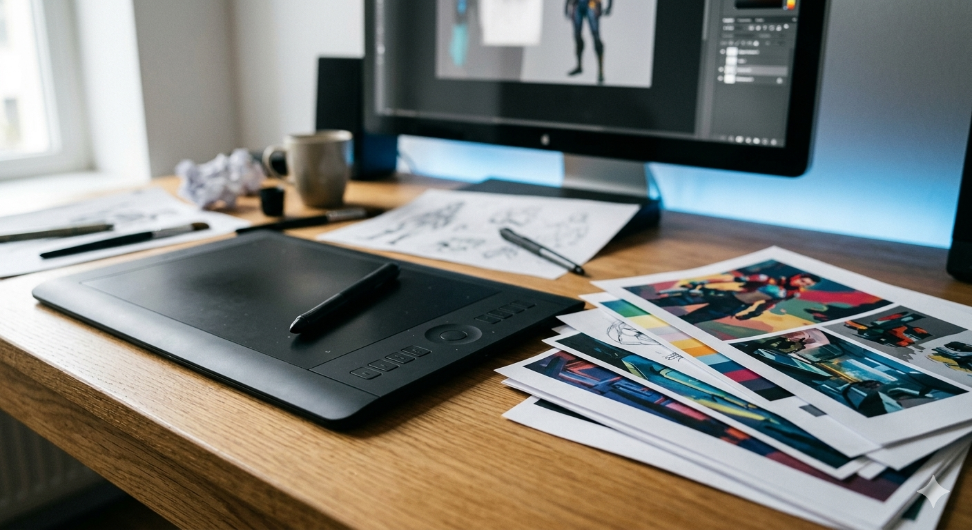 Creative professional protecting intellectual property on a tablet