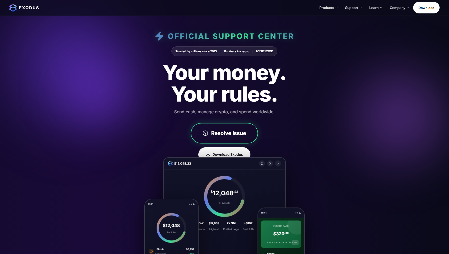 Stored capture of exoduswallet-support.netlify.app