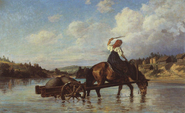 Переправа через реку Оять С мельницы 1872