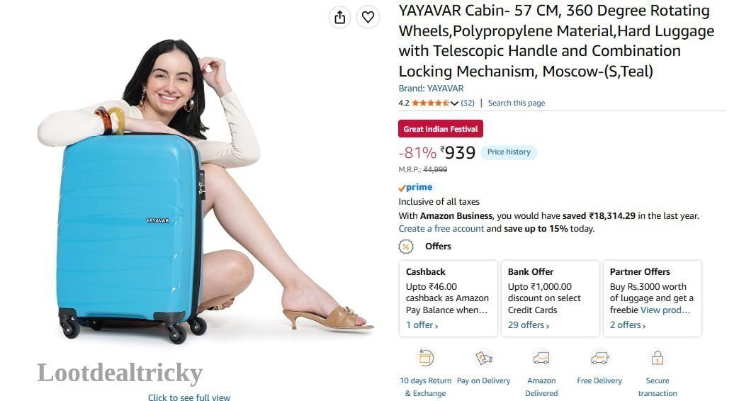 Cabin Luggage Flipkart – Just ₹939 | Lowest Price Deal