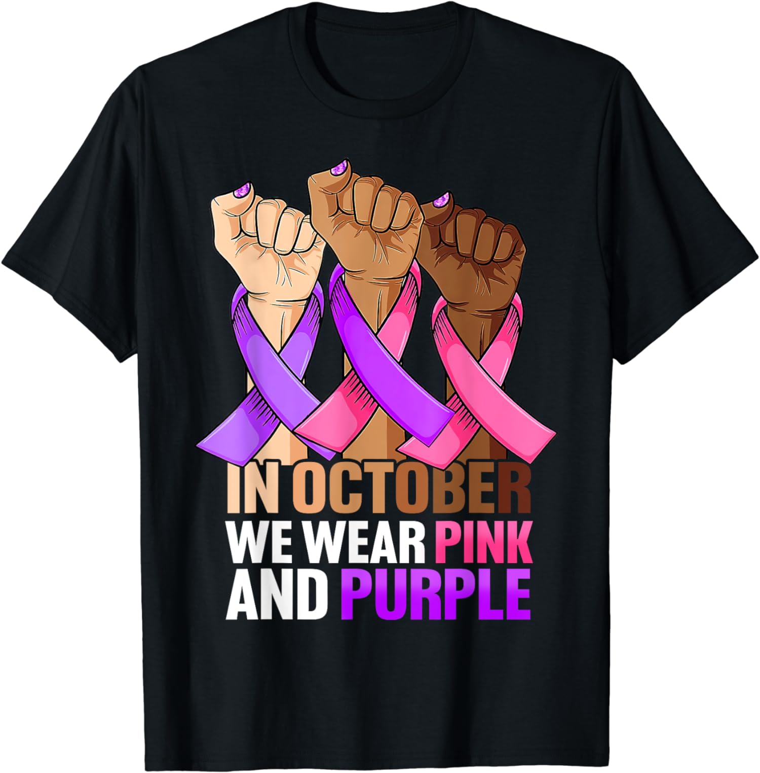 We Wear Pink And Purple Breast Cancer Awareness Gift Unisex T-Shirt