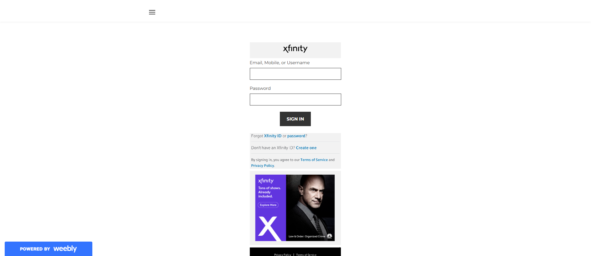 Screenshot of xfinityloginserver.weebly.com