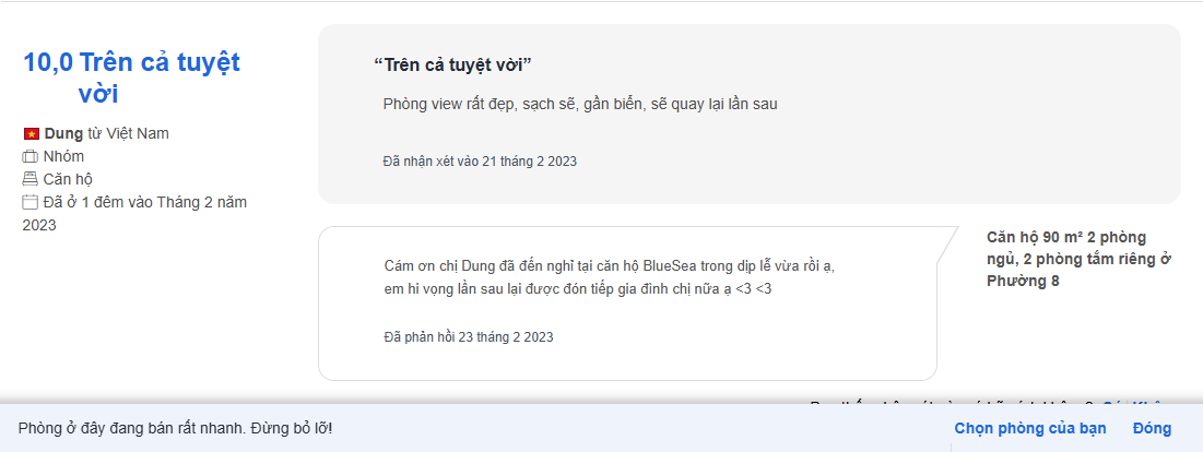 Review 10/10 của khách Dung trên Agoda Review Agoda của khách Dung
