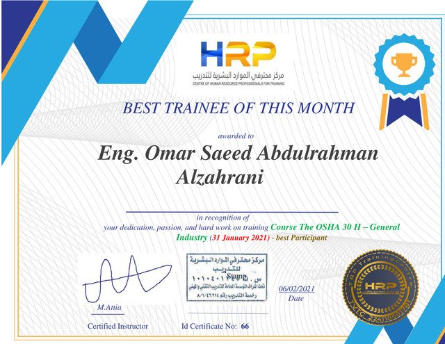 Sole-best-trainee-in-OSHA-Course