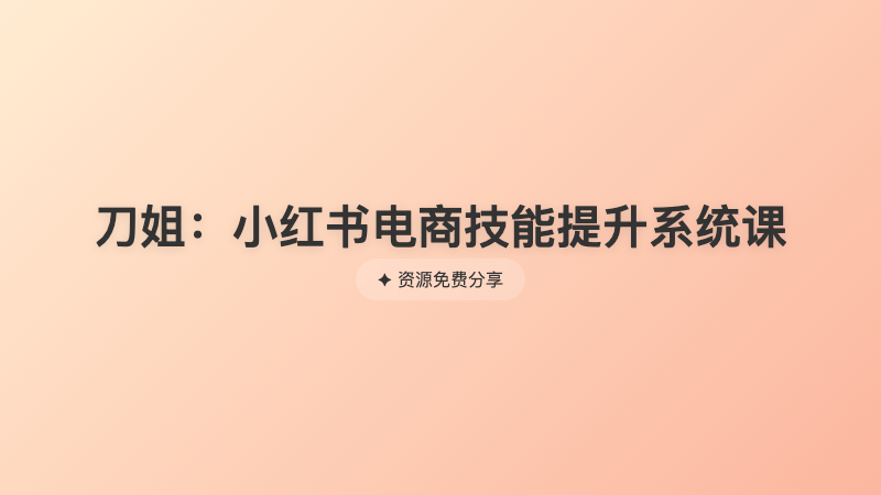 刀姐：小红书电商技能提升系统课