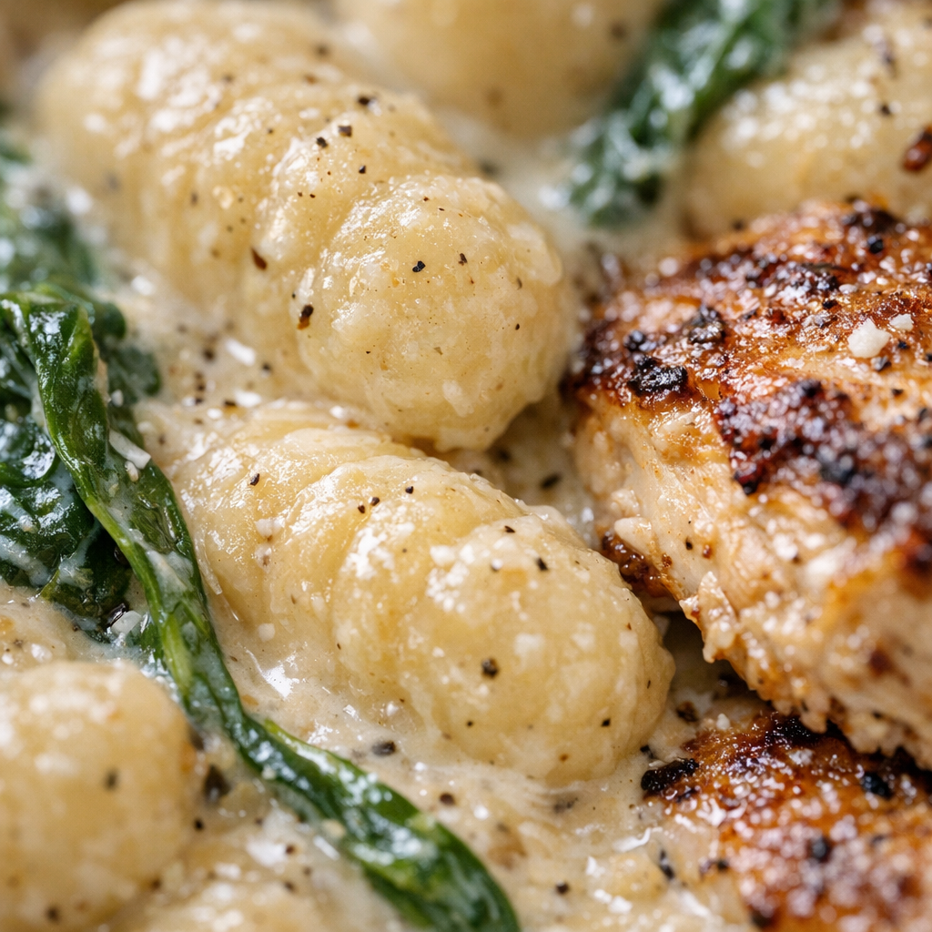 Creamy Chicken Gnocchi Skillet (One-Pan Dinner) cooking process