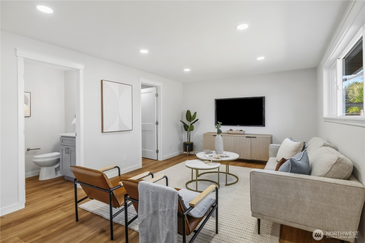 Spacious family room with natural light