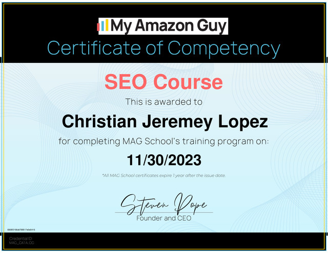 MAG-Amazon-SEO-Course-Certificate