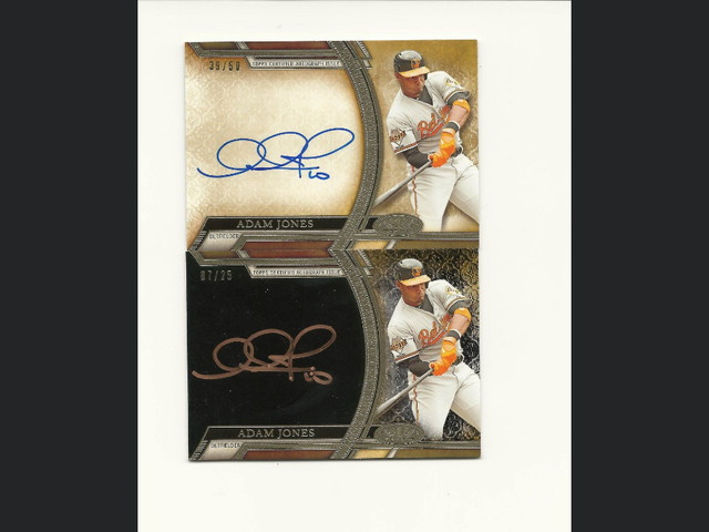 2015 Topps Tier One Adam Jones Autograph /99 & Copper Autograph /99