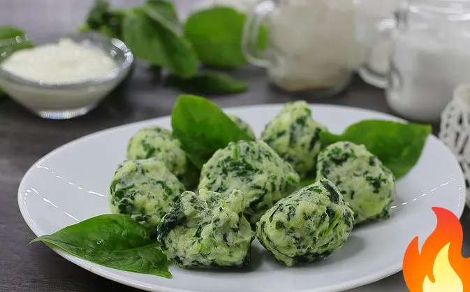 Постер Творожные ньокки со шпинатом и сыром