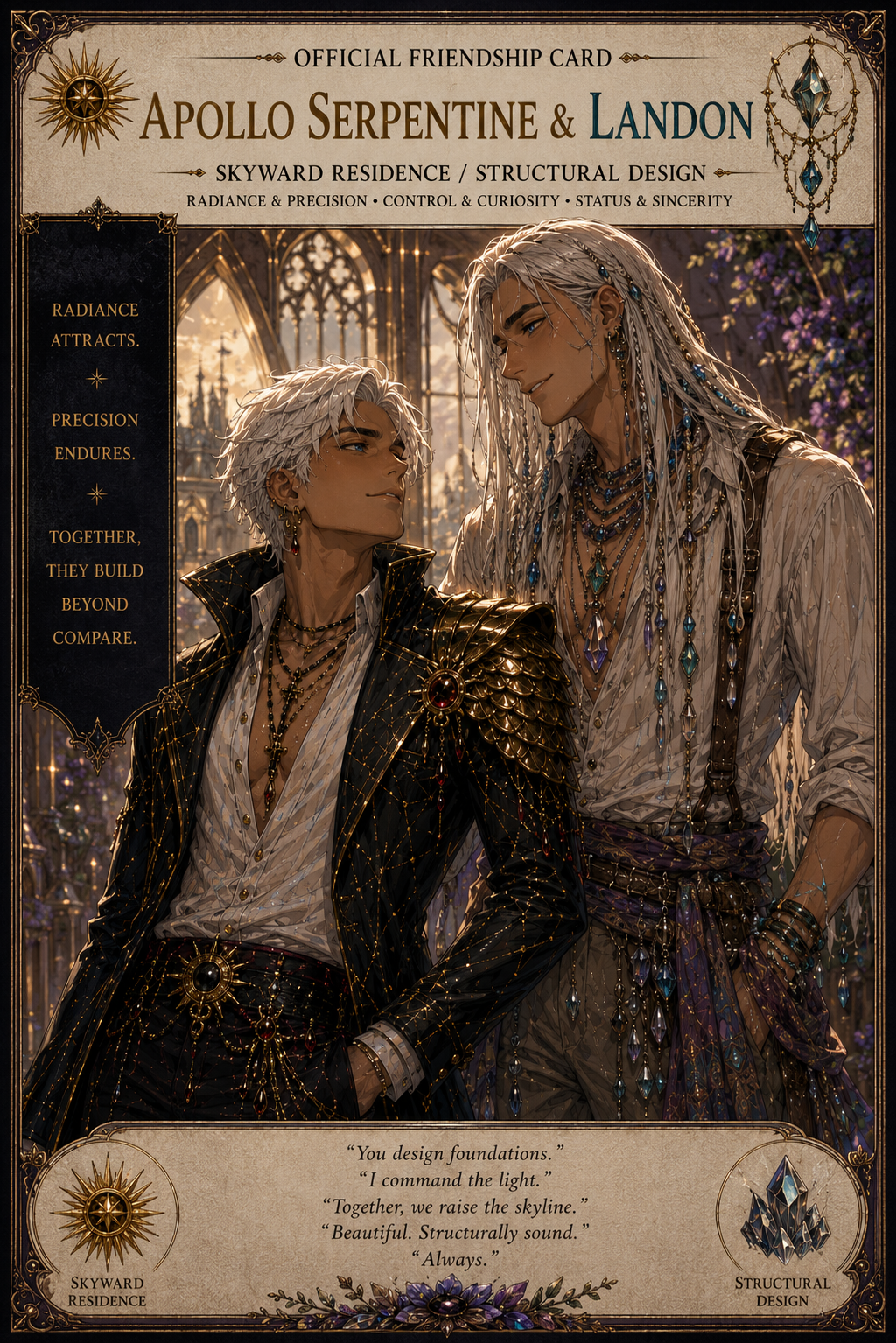 Apollo Serpentine and Landon official friendship card, Skyward Residence and structural design