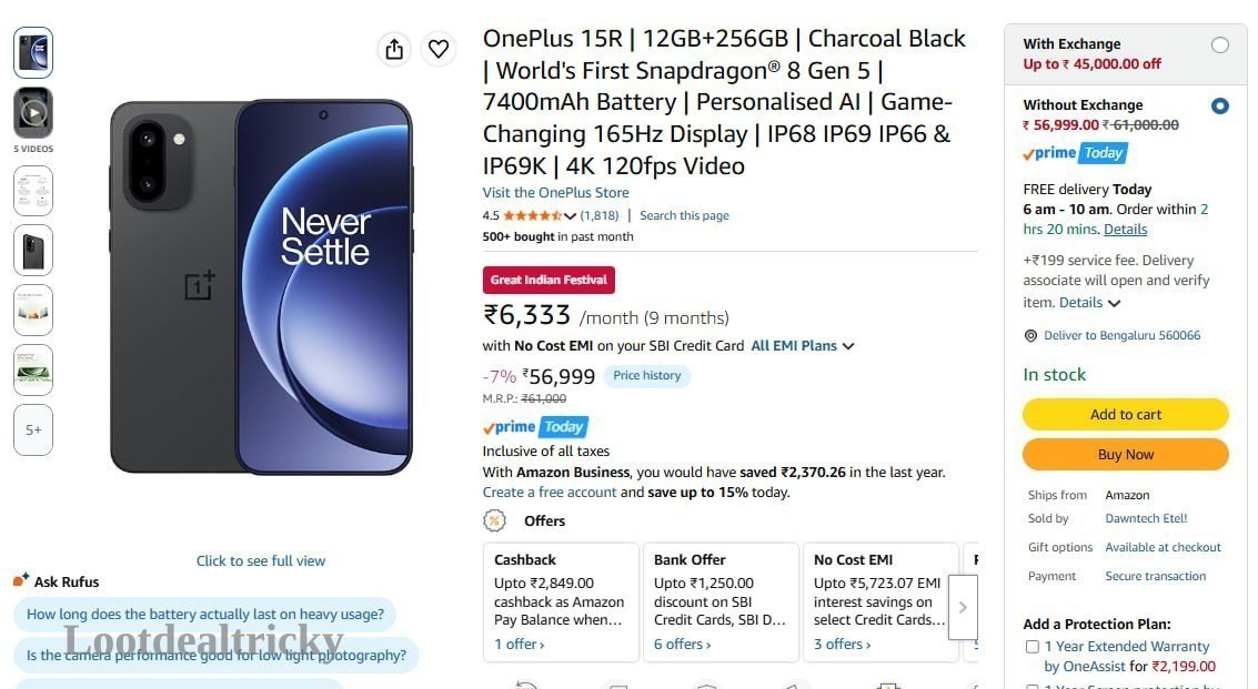 Oneplus 15r 12gb | Best Price Drop Today