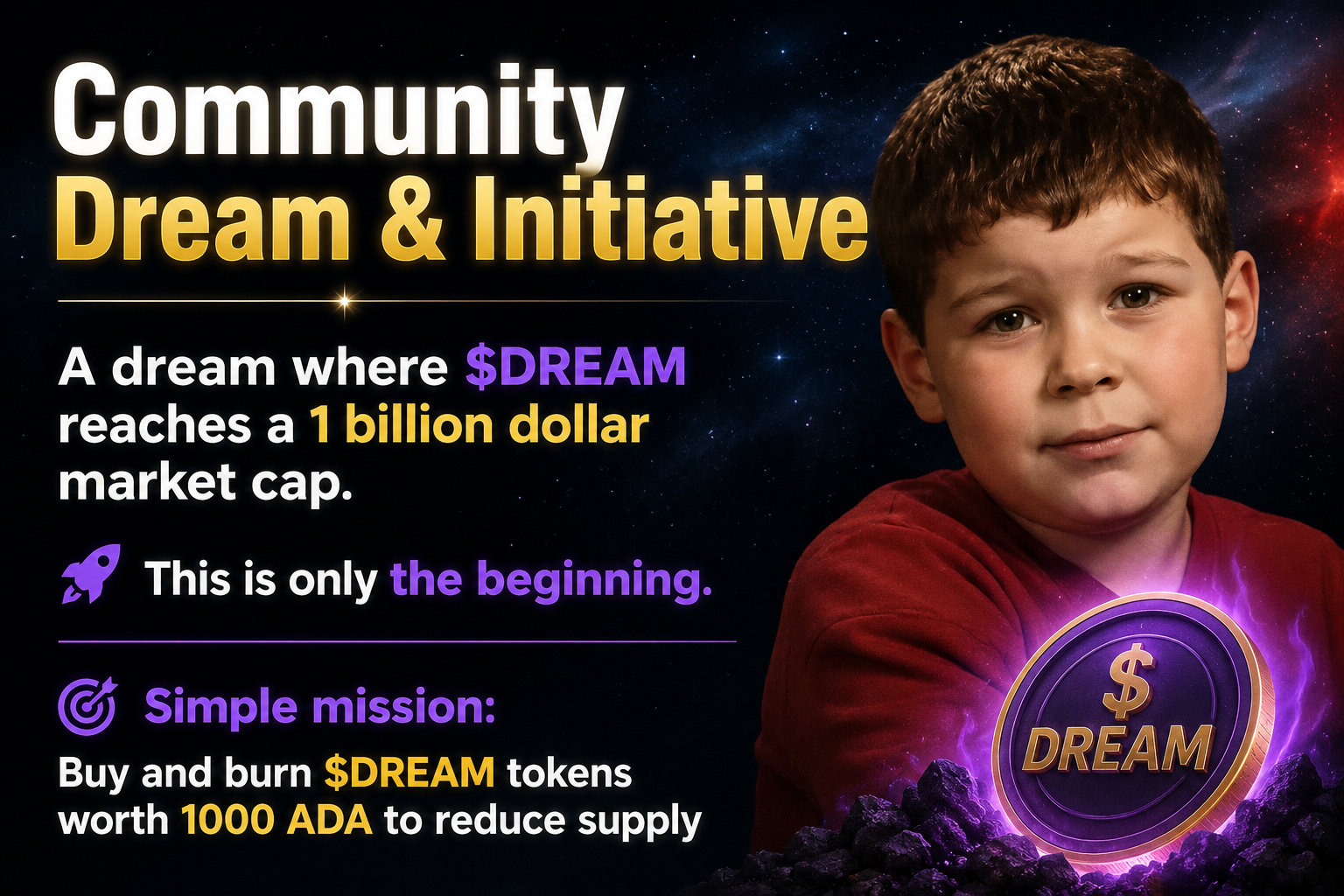 A dream where $DREAM reaches a 1 billion dollar market cap.