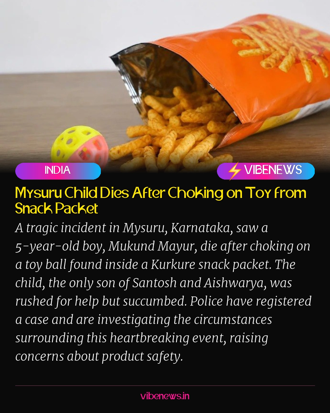 Mysuru Child Dies After Choking on Toy from Snack Packet