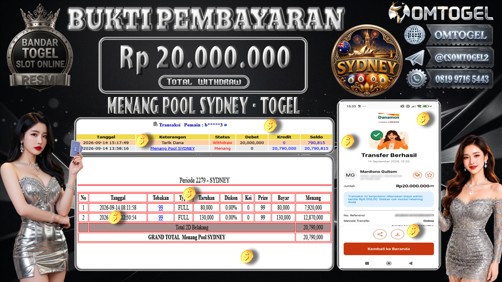 OMTOGEL JACKPOT MENANG TOGEL SYDNEY  Rp.20,000,000,- DIBAYAR LUNAS