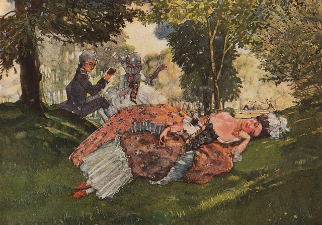 Заснувшая на траве молодая женщина 1913