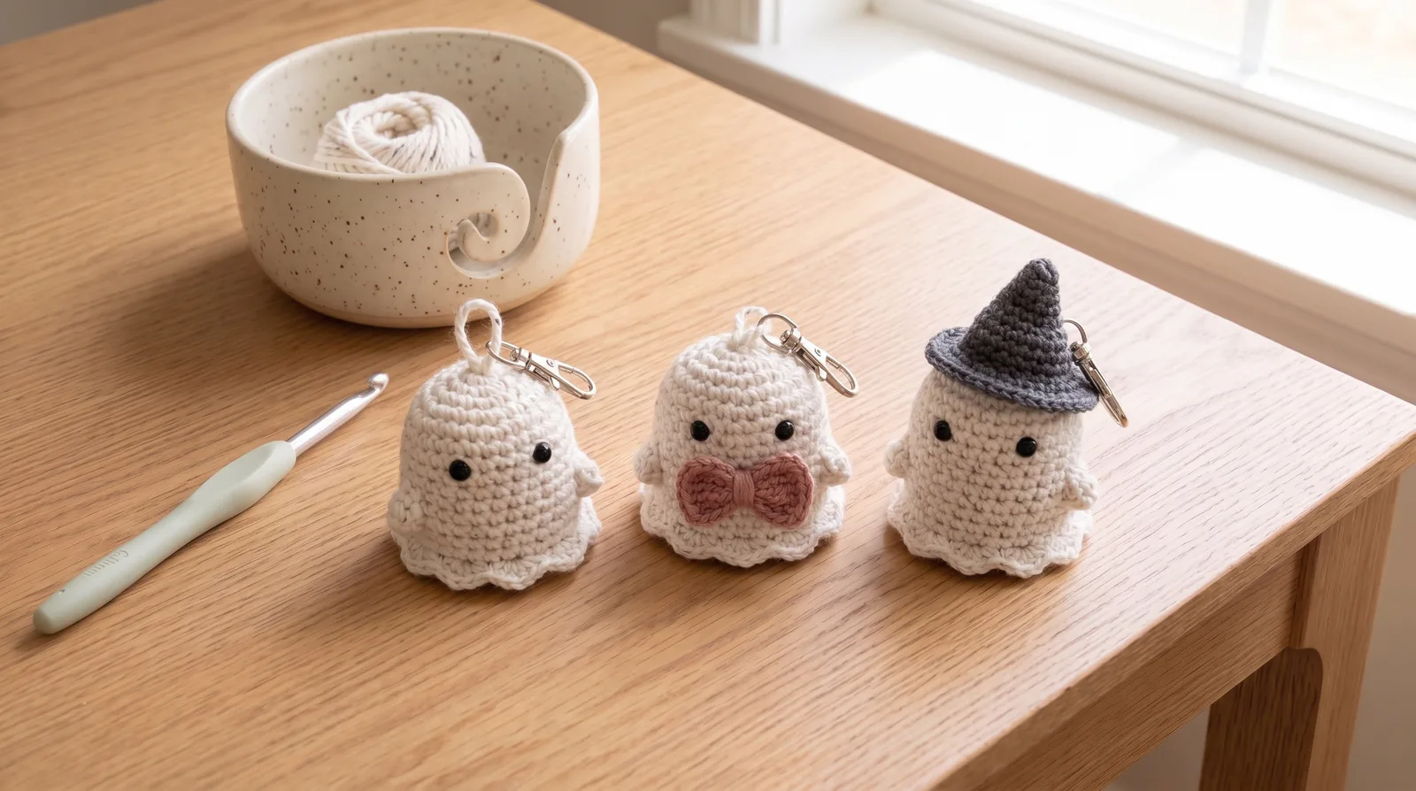 Mini Crochet Ghost Bag Charm