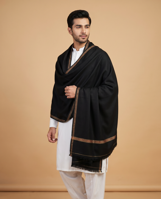 Traditional White Shawl for Men – Premium Winter Wool Shawl