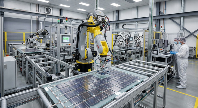 A state-of-the-art solar panel manufacturing facility